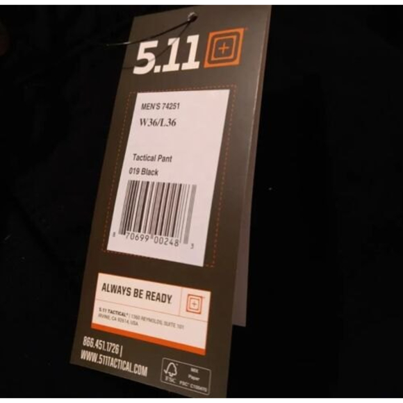 5.11 TACLITE Pro Tactical Black Cargo Pants Men's 36" x 32" Pockets Adjustable - Picture 5 of 10